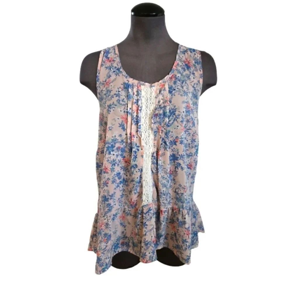 EC MAURICES SHEER FLOWY FLORAL TANK SZ.16 (1)